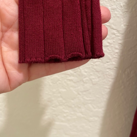 Off-Shoulder Maroon Burgundy Long Sleeve Sweater Dress XS - Picture 6 of 9